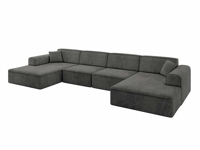 Panoramische hoekbank - donkergrijs fluweel - afbeelding 2 van  6