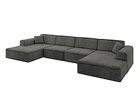 Panoramische hoekbank - donkergrijs fluweel - afbeelding 2 van  6