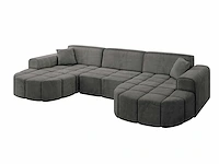 Panoramische hoekbank - donkergrijs fluweel - afbeelding 2 van  6