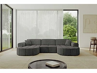 Panoramische hoekbank - donkergrijs fluweel - afbeelding 3 van  6