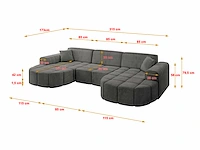 Panoramische hoekbank - donkergrijs fluweel - afbeelding 4 van  6