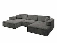 Panoramische hoekbank - donkergrijs fluweel - afbeelding 2 van  6