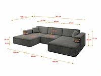 Panoramische hoekbank - donkergrijs fluweel - afbeelding 4 van  6