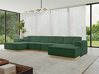 Panoramische hoekbank - groene touwstof - afbeelding 1 van  9