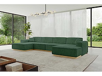 Panoramische hoekbank - groene touwstof - afbeelding 2 van  9