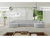 Panoramische hoekbank - lichtgrijs stof met snoer - afbeelding 6 van  6