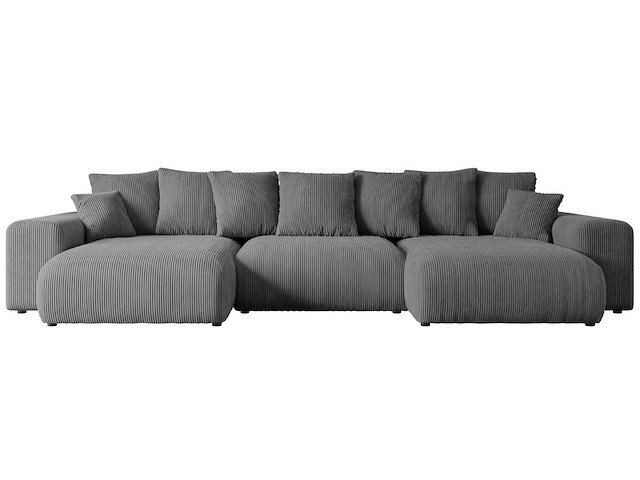Panoramische/convertible bank - donkergrijze stof - afbeelding 3 van  10