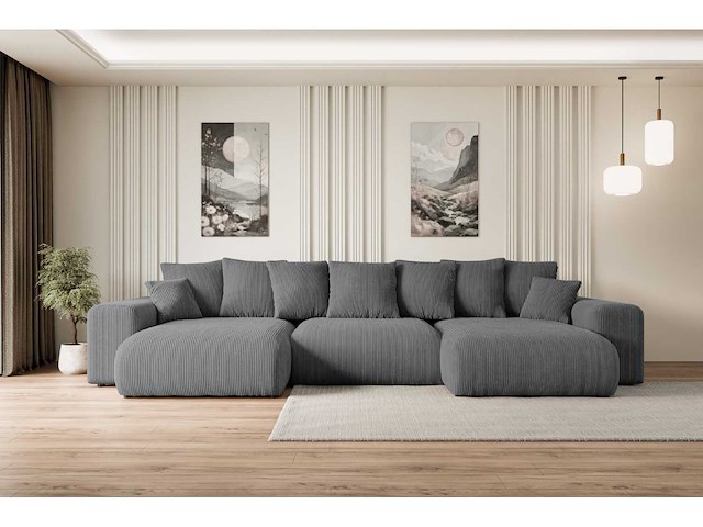 Panoramische/convertible bank - donkergrijze stof - afbeelding 4 van  10