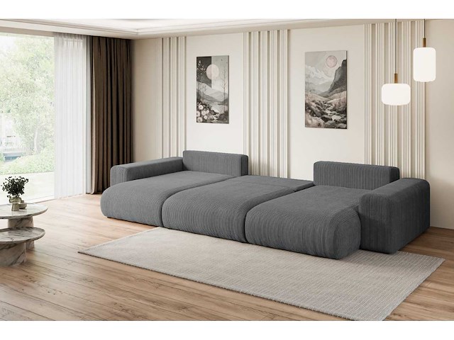 Panoramische/convertible bank - donkergrijze stof - afbeelding 7 van  10