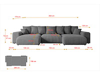 Panoramische/convertible bank - donkergrijze stof - afbeelding 8 van  10