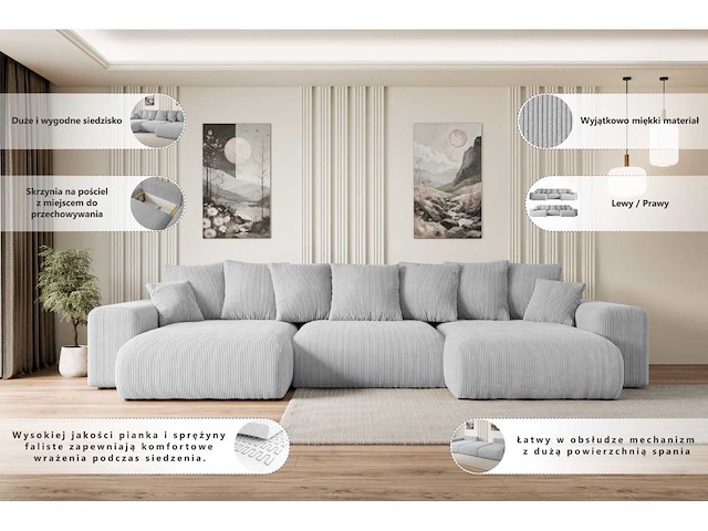 Panoramische/convertible bank - donkergrijze stof - afbeelding 9 van  10