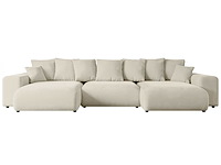 Panoramische/convertible hoekbank - beige fluweel - afbeelding 2 van  8