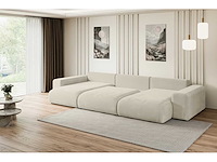 Panoramische/convertible hoekbank - beige fluweel - afbeelding 4 van  8