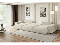 Panoramische/convertible hoekbank - beige fluweel - afbeelding 5 van  8