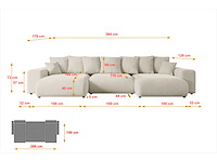 Panoramische/convertible hoekbank - beige fluweel - afbeelding 6 van  8