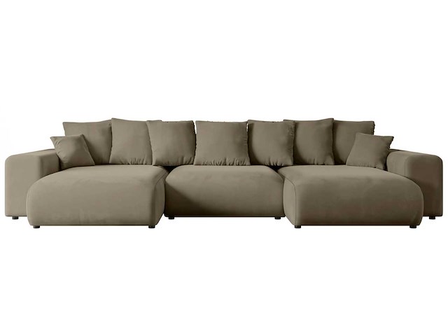 Panoramische/convertible hoekbank - bruin fluweel - afbeelding 5 van  11