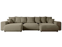 Panoramische/convertible hoekbank - bruin fluweel - afbeelding 5 van  11