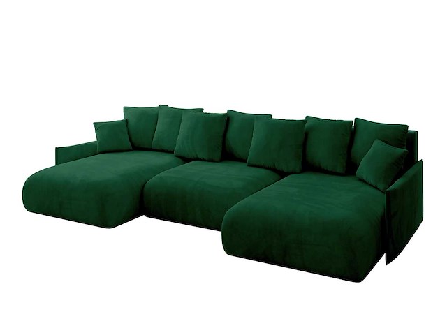 Panoramische/ombouwbare hoekbank - groen fluweel - afbeelding 11 van  11
