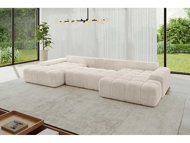 Panoramisch/omgebouwd sofa - beige touwstof - afbeelding 4 van  6