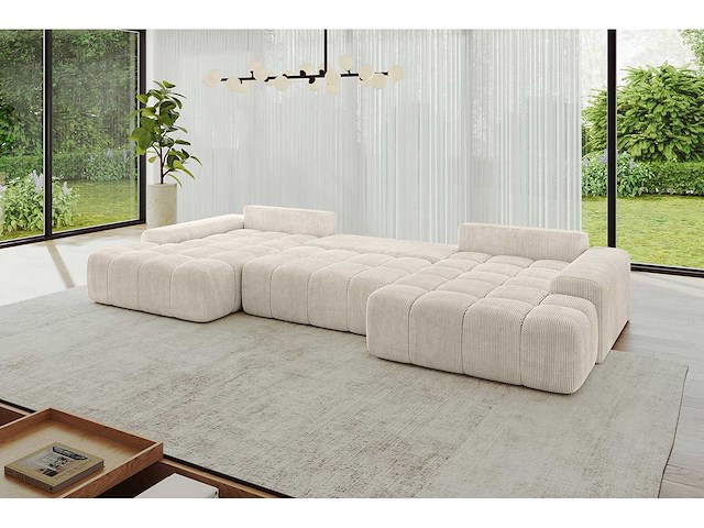 Panoramisch/omgebouwd sofa - beige touwstof - afbeelding 5 van  6