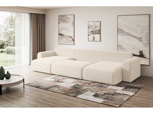 Panoramisch/omgebouwd sofa - beige touwstof - afbeelding 6 van  10