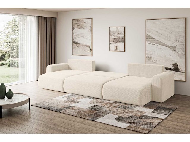 Panoramisch/omgebouwd sofa - beige touwstof - afbeelding 7 van  10