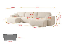 Panoramisch/omgebouwd sofa - beige touwstof - afbeelding 8 van  10
