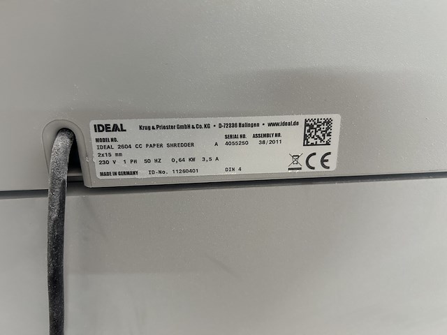 Papierversnipperaar ideal 2604 cc - afbeelding 5 van  5