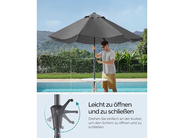 Parasol 340 cm, upf 50+ kanteling 30° - afbeelding 3 van  6