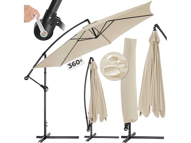Parasol ø 350 cm beige - afbeelding 2 van  6