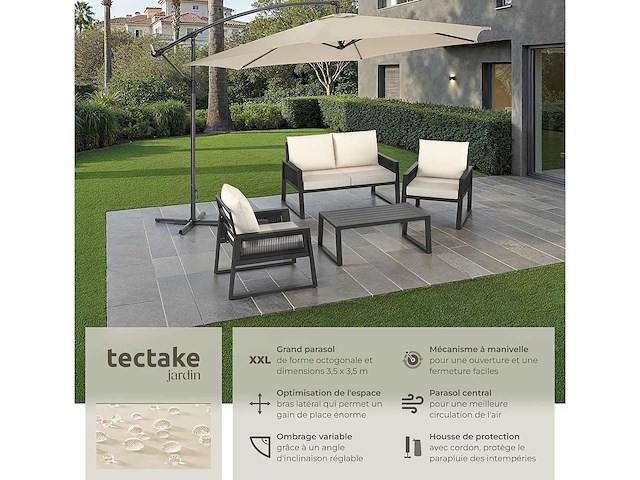 Parasol ø 350 cm beige - afbeelding 3 van  6