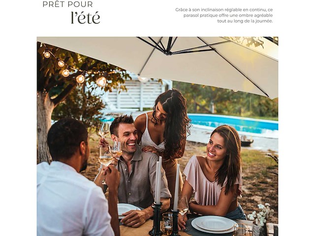 Parasol ø 350 cm beige - afbeelding 4 van  6