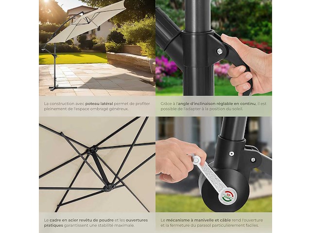 Parasol ø 350 cm beige - afbeelding 5 van  6