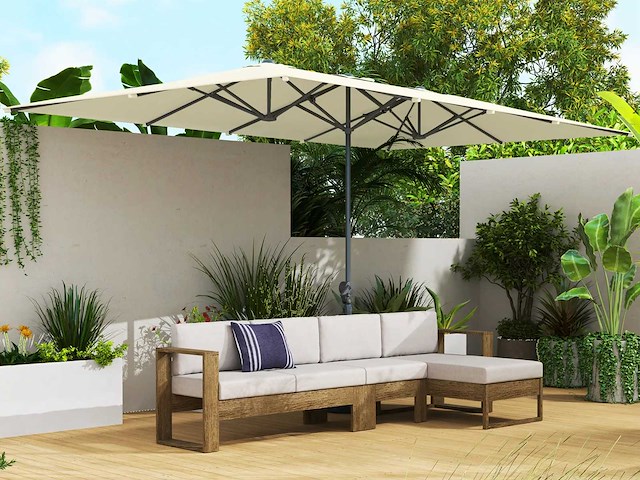 Parasol double-face, 451 x 264 cm parasol avec système de manivelle - afbeelding 1 van  6