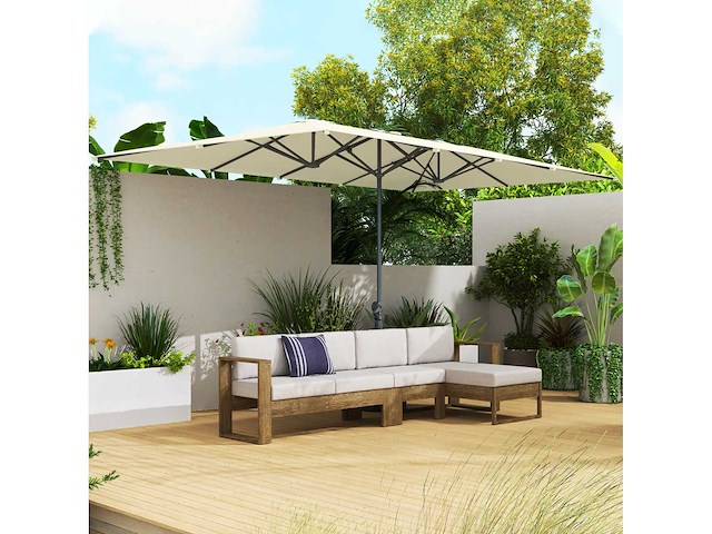 Parasol double-face, 451 x 264 cm parasol avec système de manivelle - afbeelding 2 van  6