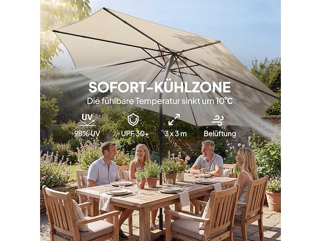 Parasol ongeveer 300 cm in diameter, kantelbaar - afbeelding 3 van  4