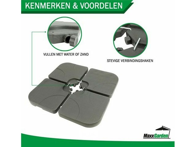 Parasoltegels 4-delig - basis voor parasolvoet 60kg (4x 15kg) - afbeelding 1 van  4
