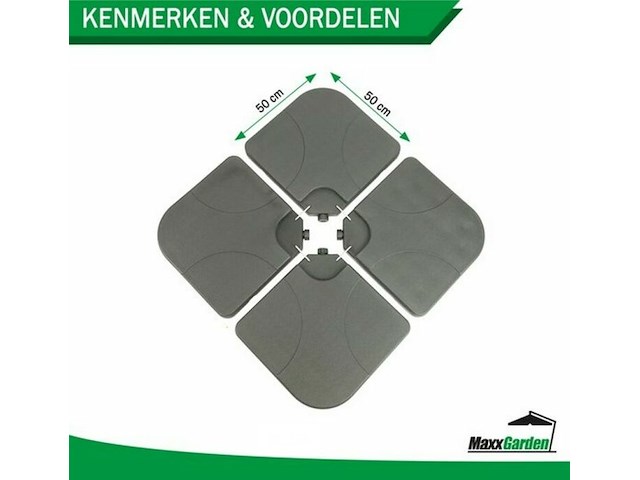 Parasoltegels 4-delig - basis voor parasolvoet 60kg (4x 15kg) - afbeelding 4 van  4