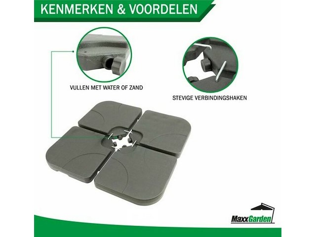 Parasoltegels 4-delig - basis voor parasolvoet 60kg (4x 15kg) - afbeelding 1 van  3