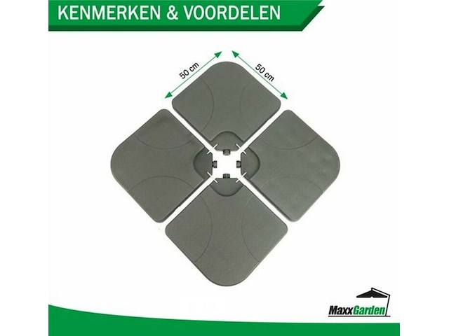 Parasoltegels 4-delig - basis voor parasolvoet 60kg (4x 15kg) - afbeelding 3 van  3