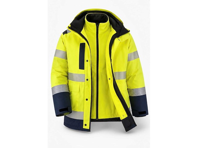 Parka - 4 in 1 - hi vis geel maat 3xl (4x) - afbeelding 2 van  2
