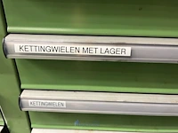 Partij aandrijfkettingen, kettingwielen en geleiderollen - afbeelding 66 van  135