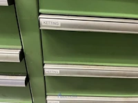 Partij aandrijfkettingen, kettingwielen en geleiderollen - afbeelding 132 van  135