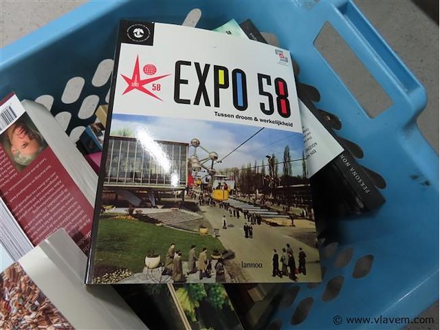 Partij boeken in wasmand, diverse genres - afbeelding 2 van  3