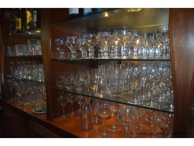 Partij diverse glazen, waaronder bierglazen met logo's, wijnglazen en waterglazen - afbeelding 3 van  3