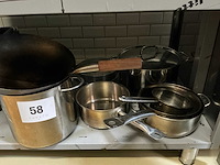 Partij diverse steelpannen en kookpotten
