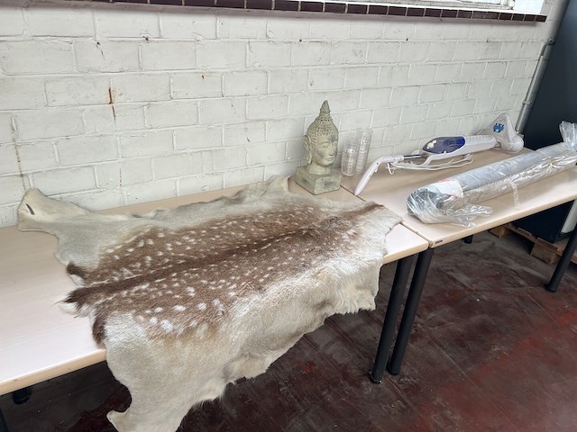 Partij diverse w.o. dierenvel en beeld - afbeelding 1 van  7