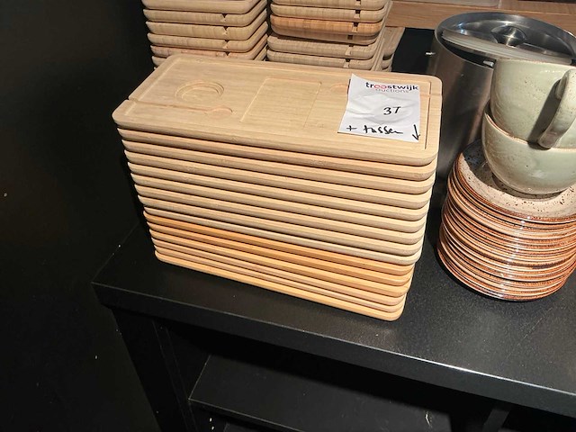 Partij houten koffieschaaltjes - afbeelding 4 van  5