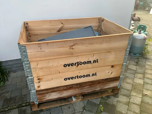 Partij houten opslagkisten / palletboxen met houten panelen - afbeelding 3 van  7