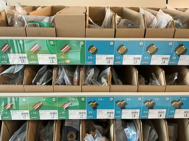 Partij installatiemateriaal koper, messing en chrome - afbeelding 21 van  24